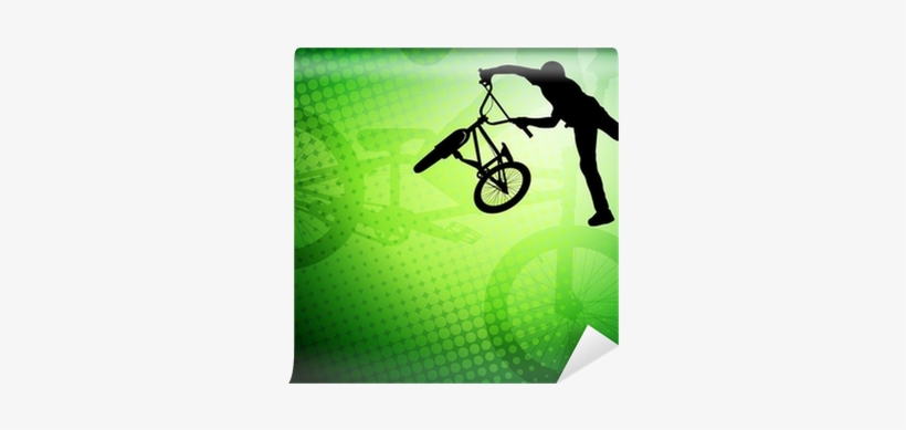 Bmx Stunt Cyclist Silhouette On The Abstract Background - Cycling, transparent png download