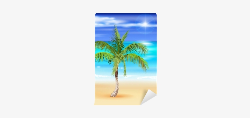 Vector Illustration Of The Palm Tree Wall Mural • Pixers® - Beach Scene Pillow Case, transparent png download