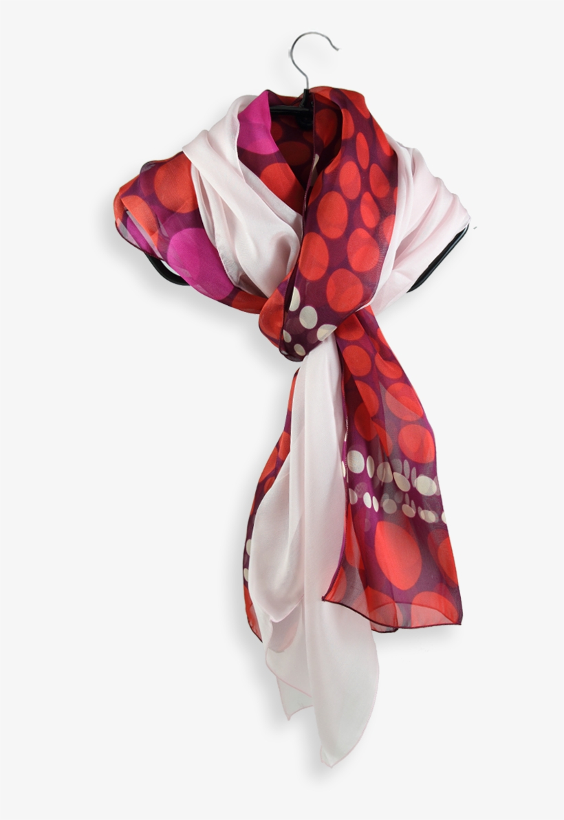Pink Dots Silk Scarf Printed Silk Scarf Pink Made In - Silk, transparent png download