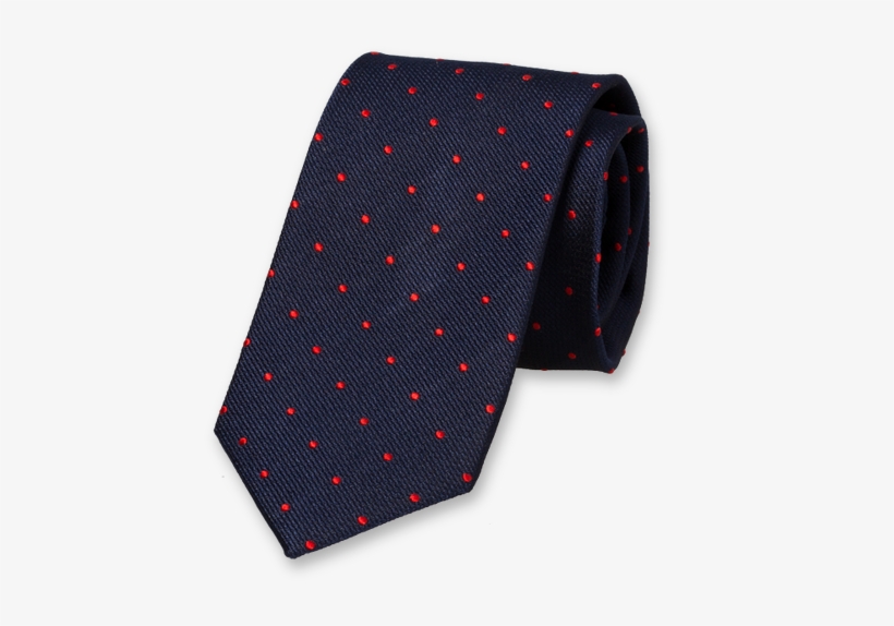 Navy Tie With Red Dots - Donkerblauwe Stropdas Stippen, transparent png download