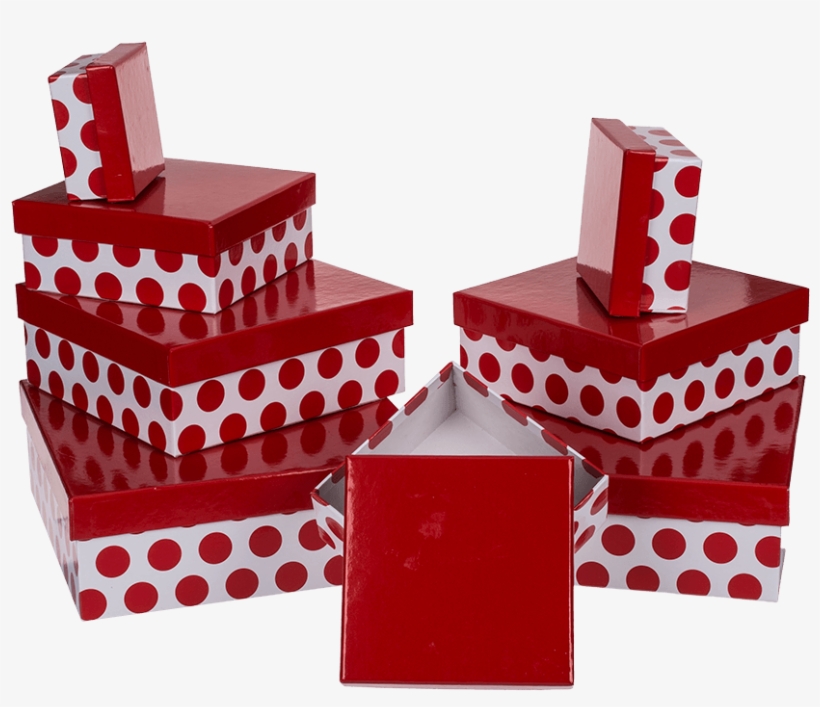White Gift Box With Red Dots - Geschenkbox Geschenkkarton Geschenkschachteln 8er Set,, transparent png download