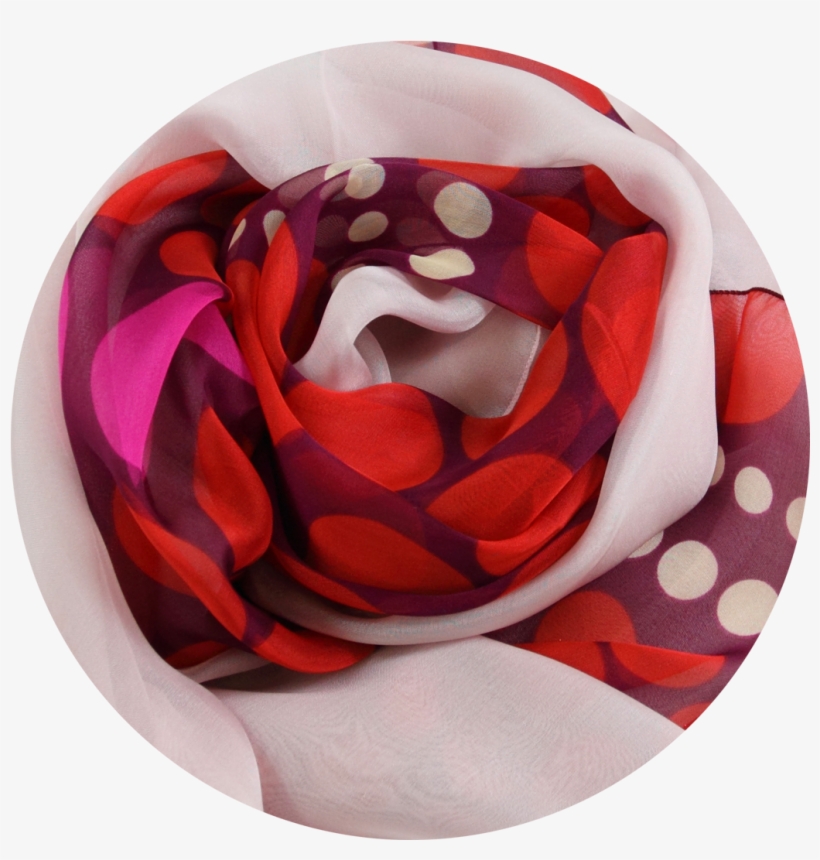 Pink Dots Silk Scarf Printed Silk Scarf Pink Made In - Scarf, transparent png download