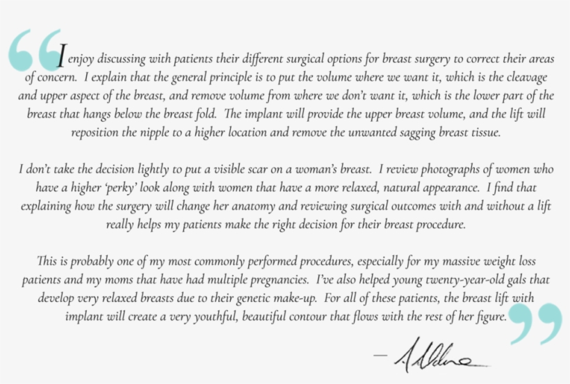 A Breast Lift Coupled With Implants Is The Perfect - North Atlanta Plastic Surgery: Amy K. Alderman, Md, transparent png download