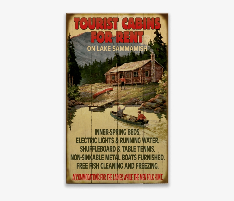 Tourist Cabins For Rent Old Wood Sign - Personalized Wood Lake Sign - Tourist Cabins For Rent, transparent png download