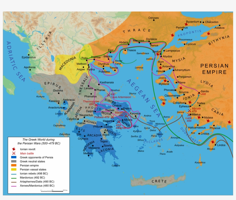 Greco-persian Wars - Greco Persian War Map, transparent png download