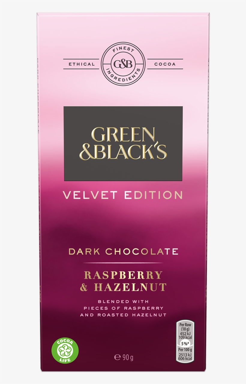Green & Black's Dark Raspberry & Hazelnut Chocolate - Green And Black Mint, transparent png download