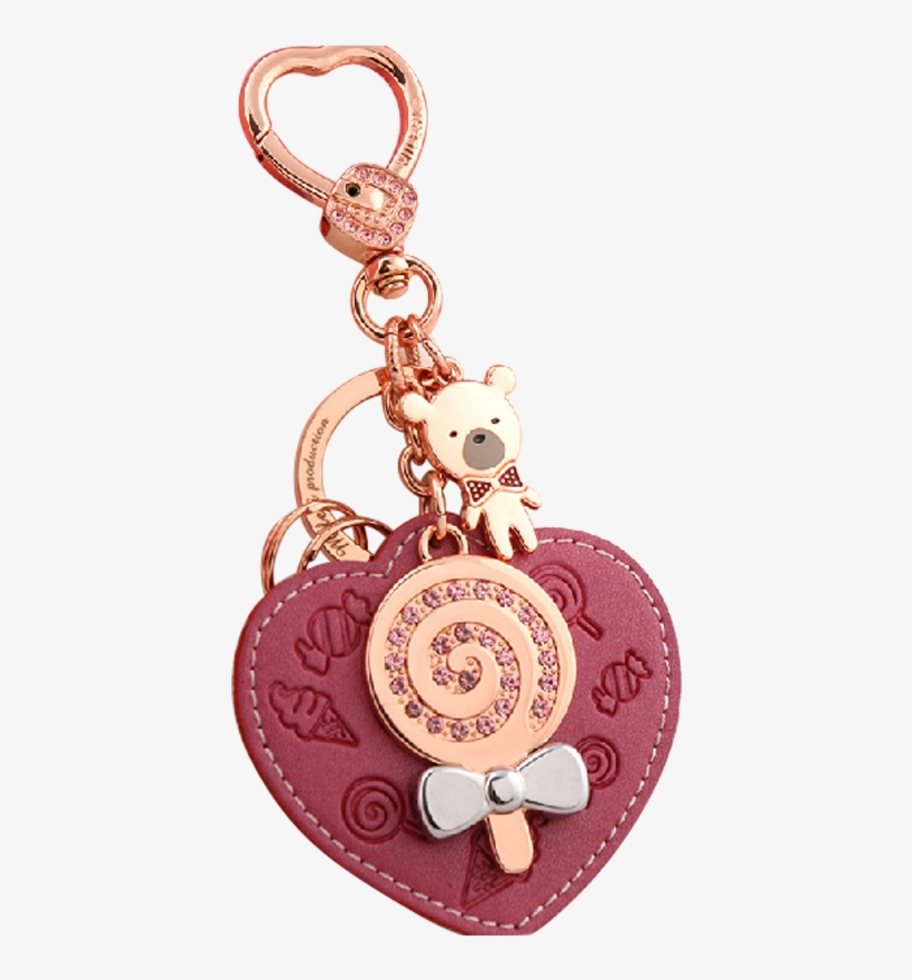 Millers Leather Keychain Female Car Key Chain Bag Pendant - Milesi Heart Cartoon Keychain Pink One Size, transparent png download