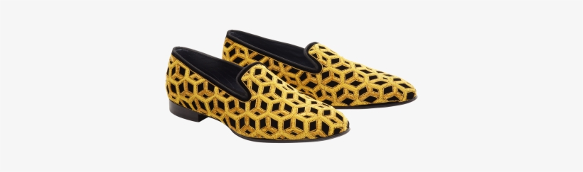 Gold Embroidered Slippers Gold Embroidered Slippers - Louis Leeman Men's Embroidered Velvet Slip-on Shoes, transparent png download