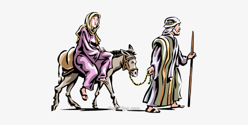 Mary And Joseph Headed To Bethlehem Royalty Free Vector - Mary Joseph And Donkey, transparent png download