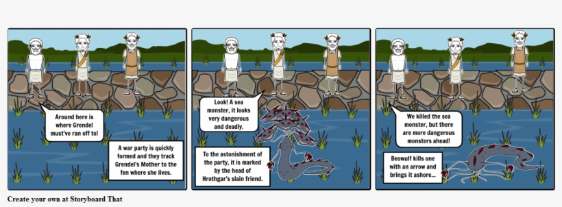 Beowulf Kills A Sea Monster - Cartoon, transparent png download