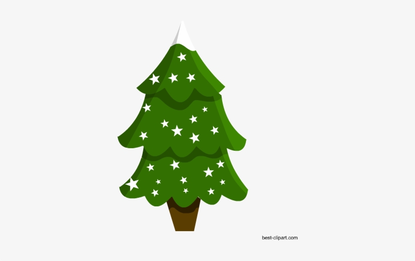 Christmas Tree With Snow And White Stars Clip Art - Christmas Day, transparent png download