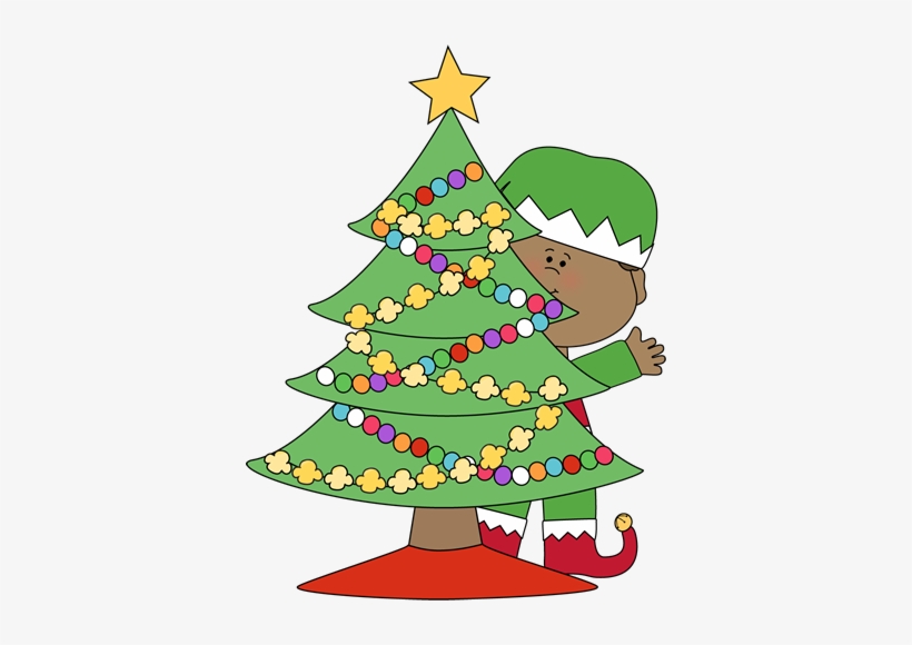 Elf Behind A Christmas Tree - Elf Christmas Tree Clipart, transparent png download