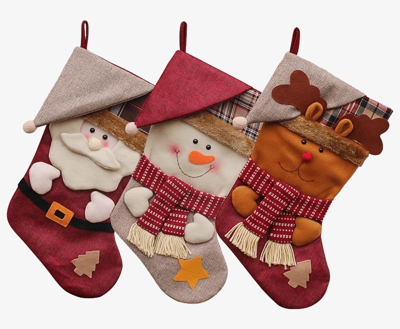 Image Product 11 - Christmas Stockings Dmcore 3pcs 18" 3d Plush Cute Santa, transparent png download