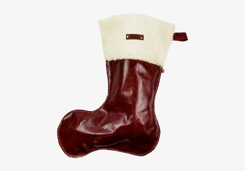 Christmas Stockings In Italian Red Leather With Wool - Snow Boot, transparent png download