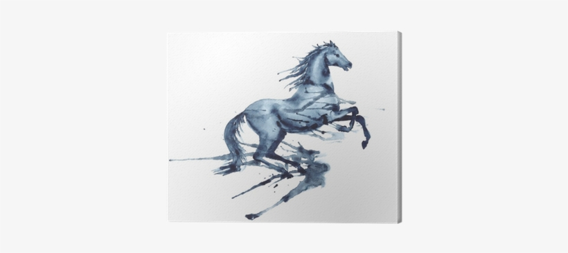 Wet Watercolor Rearing Up Horse With Ink Blots And - Horse Blowing In Wind, transparent png download