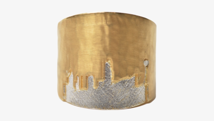 Large Gold Band With Silver City Outline - Lampshade, transparent png download