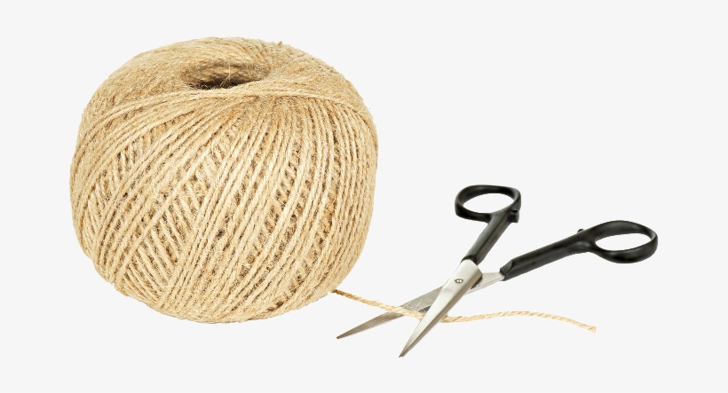 A Ball Of Beige Yarn And A Pair Of Scissors With Black - Yarn, transparent png download