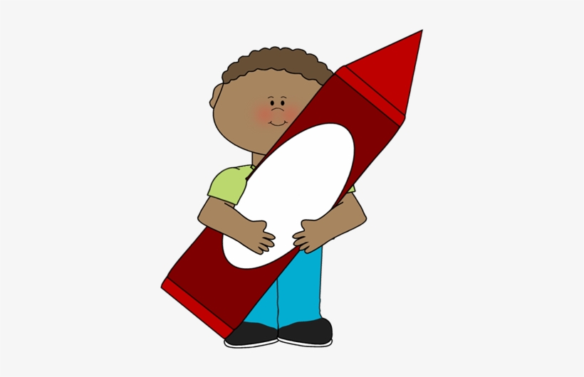 Crayon Clip Art - Boy With Crayon Clipart, transparent png download