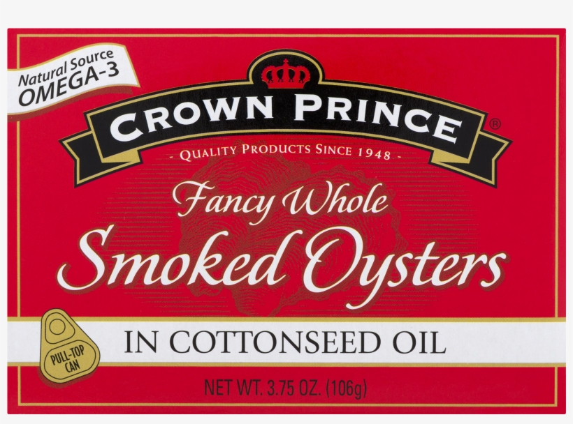 Crown Prince Fancy Whole Smoked Oysters In Cottonseed - Crown Prince Smoked Oysters In Cottonseed Oil, 3.75, transparent png download