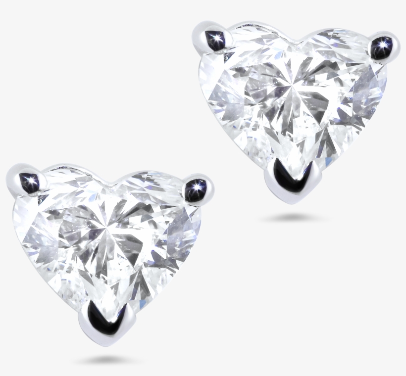 Graphic Library K Wg Carat Heart Shaped Earrings - Heart Shaped Diamond Solitaire 2 Carat Earrings, transparent png download