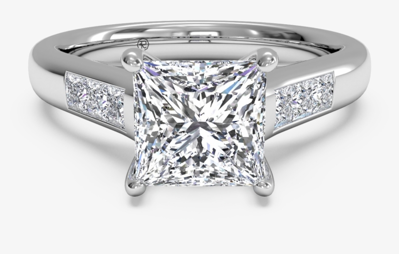 Ritani Solitaire Channel-set Diamond Band Engagement - Engagement Ring Princess Cut Diamond, transparent png download