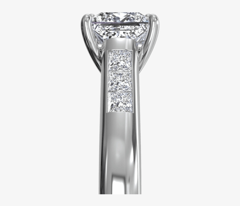 Ritani Solitaire Channel-set Diamond Band Engagement - 14k White Gold Wedding Band Sets Princes Cut 1.50 Ct, transparent png download