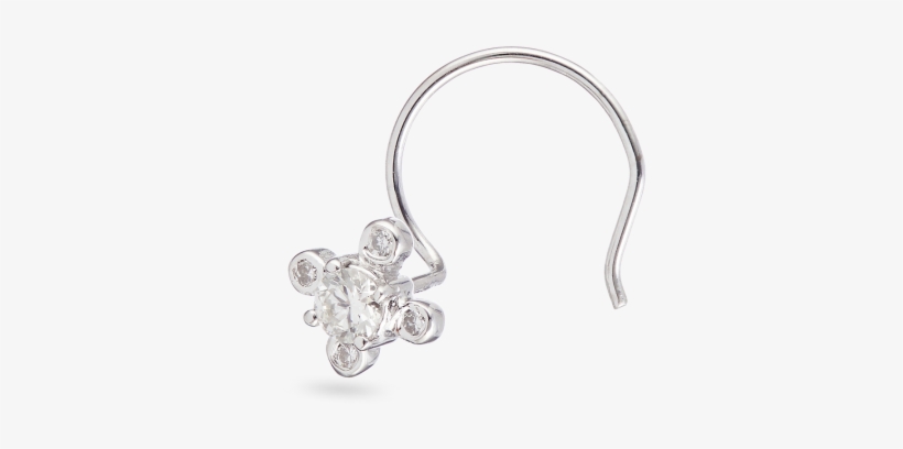 18ct White Gold Diamond Nose Pin - 28107, transparent png download