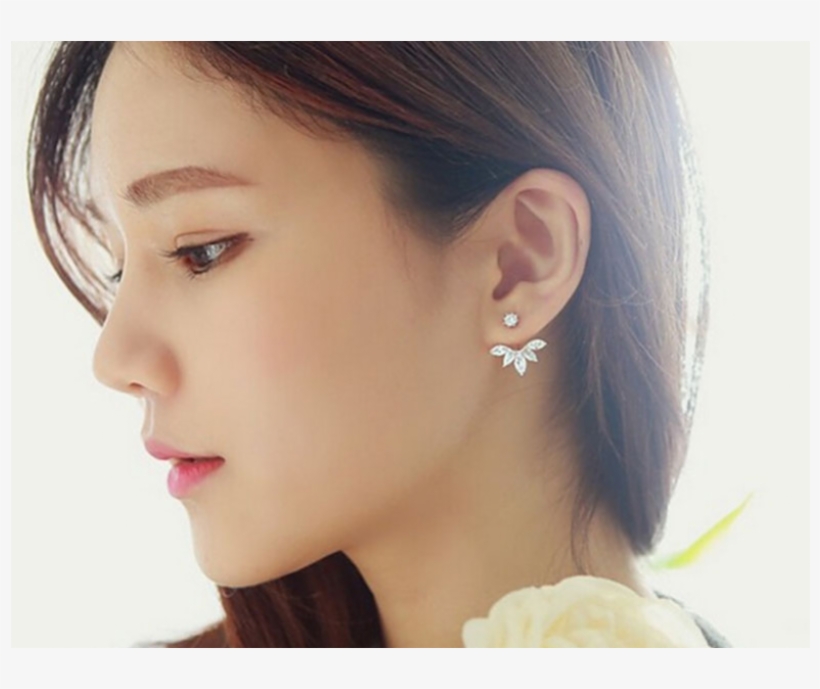 51% Woman Silver Crystal Rhinestone Ear Stud Earrings - Women Earrings Gold Silver Plated Crystal Stud Earrings, transparent png download