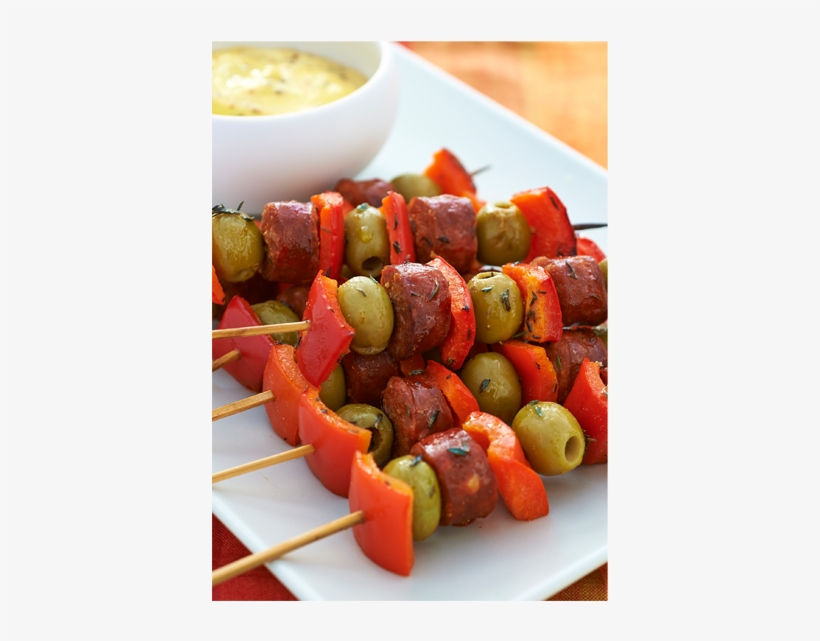 Pinchos De Aceitunas Y Chorizo Con Mayonesa De Miel - Brochette, transparent png download