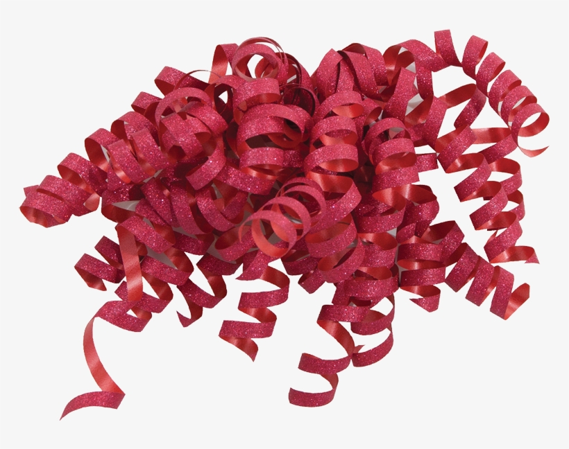 Festive Red Glitter Curly Bow - Red, transparent png download