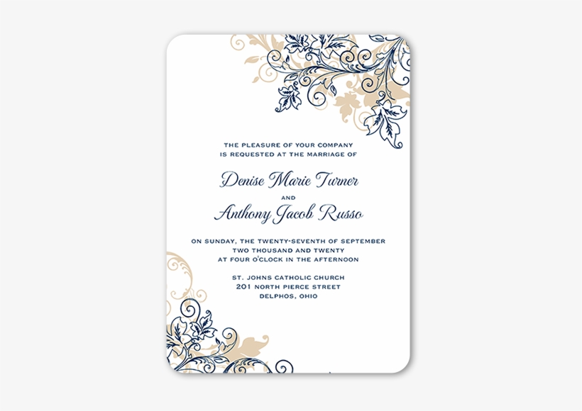 Flourish Golden Wedding Invitations - Wedding Invitation, transparent png download