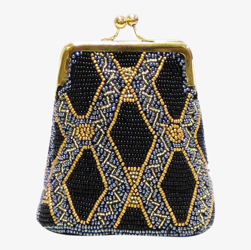 David Jeffery Coin Bag Black Gold Navy Beads & Clear - Coin Purse, transparent png download