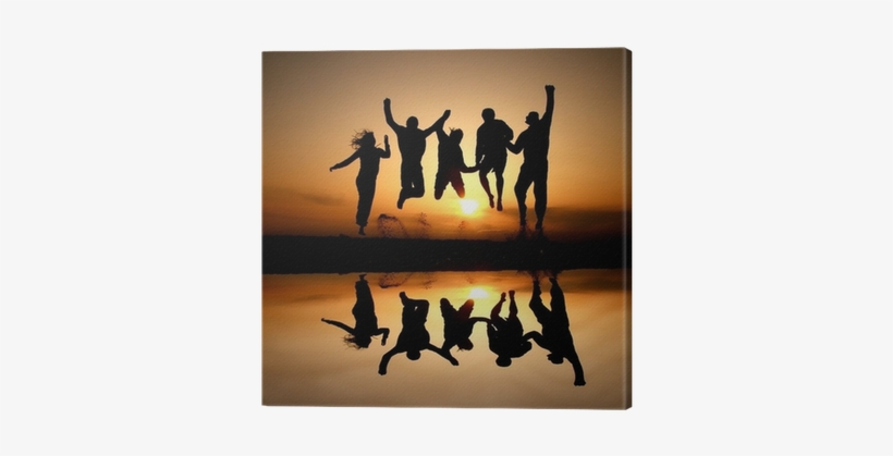 Silhouette Of Friends Jumping On Beach In Sunset Canvas - Just Like Jesus: Study Guide, transparent png download