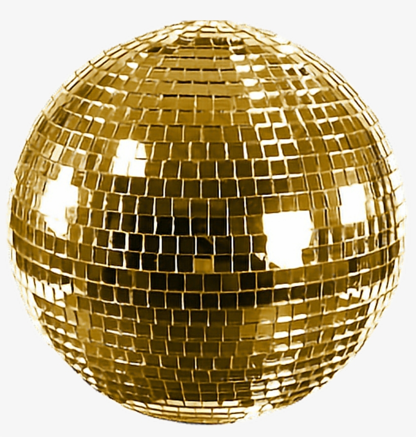 Holidayparty Globe Glow Party Ball Ftestickers - Gold Disco Ball Png, transparent png download