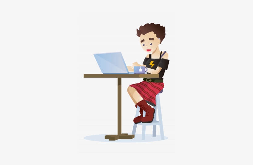 A Woman Working As A Freelancer In A Coffee Shop With - Tea, transparent png download