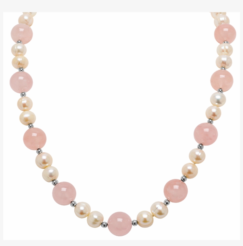 Genuine Rose Quartz Stones And Fresh Water Cultured - Modern Gold Choker Necklaces, transparent png download