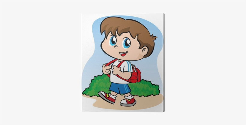 Child Student Walking With Backpack Canvas Print • - Panneau Ecole Signalisation, transparent png download