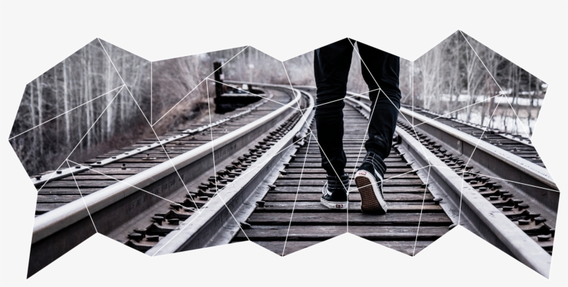 Student Walking On Train Tracks - Train Tracks, transparent png download