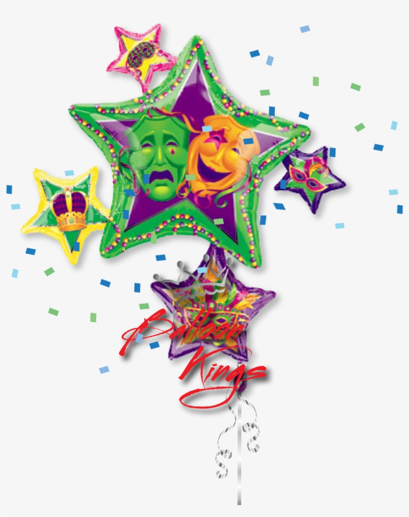Mardi Gras Stars Cluster - Masquerade Star Cluster Mylar Balloon, transparent png download