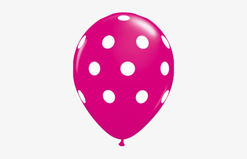 11" Redondo Cereza Intenso Con Bolas Blancas - Yellow Polka Dotted Balloons, transparent png download