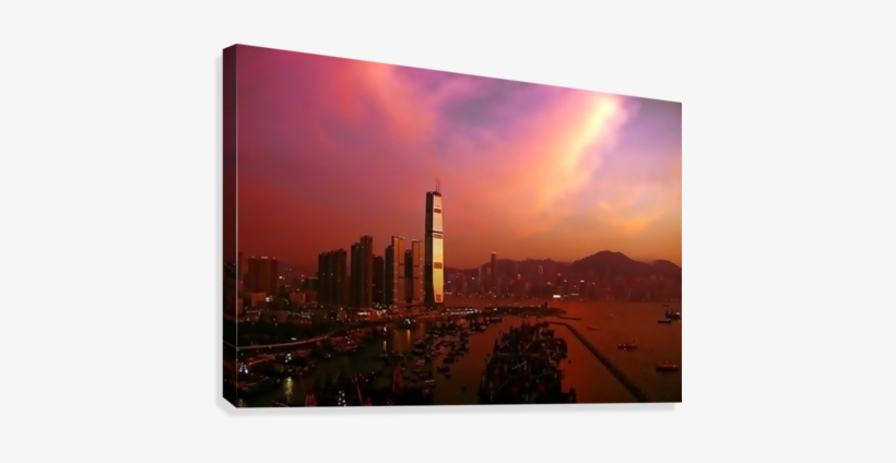 City At Night Canvas Print - Metropolitan Area, transparent png download