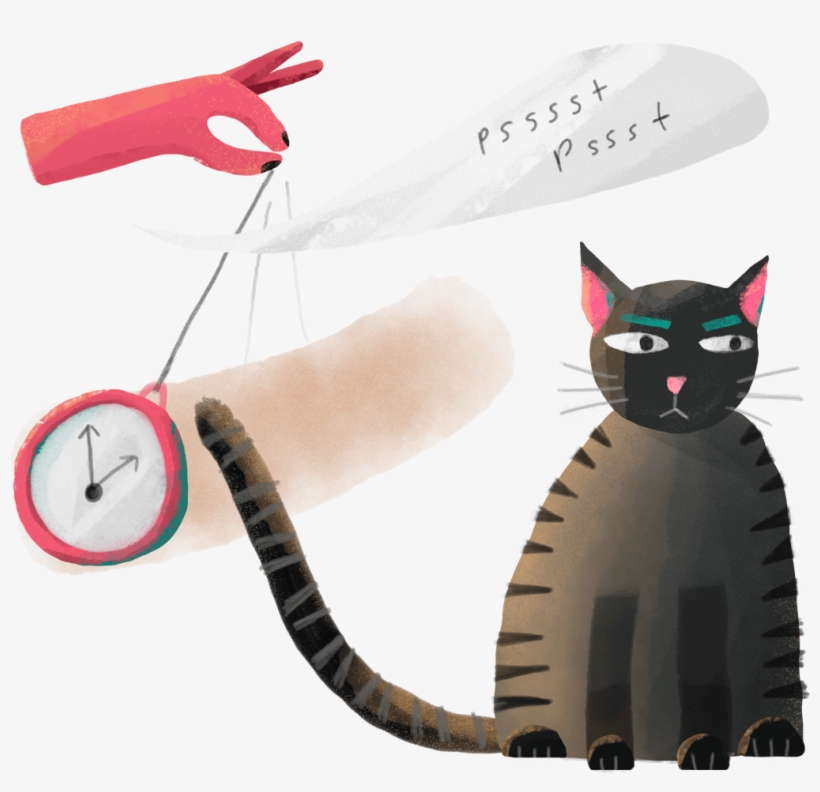 A Project Manager Swinging A Clock In Front Of Cat, - Clock, transparent png download