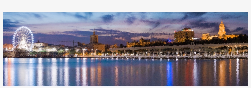 Big Image - Luckygiftshop Q3024 City Lights River Reflection Cityscape, transparent png download