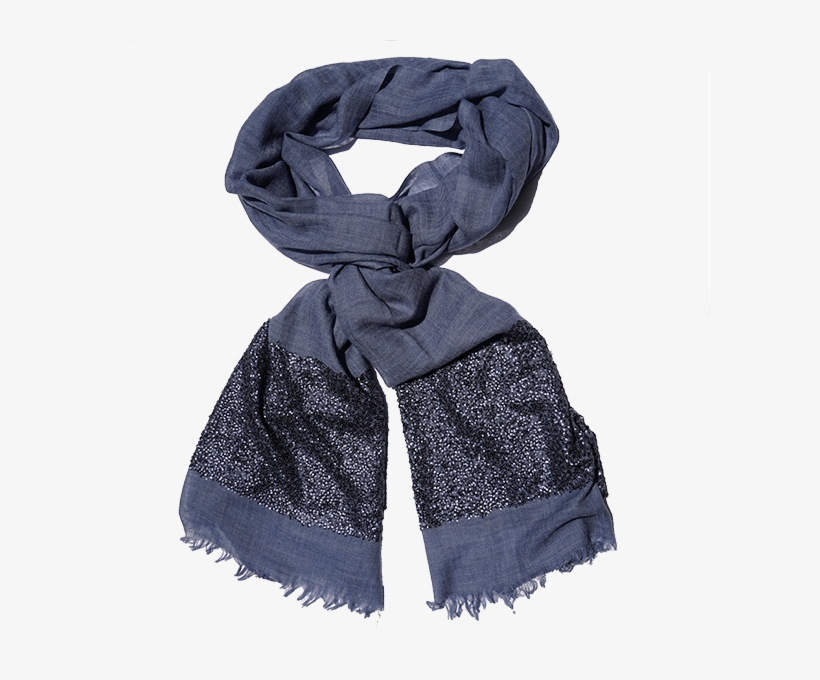Shawl Wool Sequins Blue Drape - Scarf, transparent png download