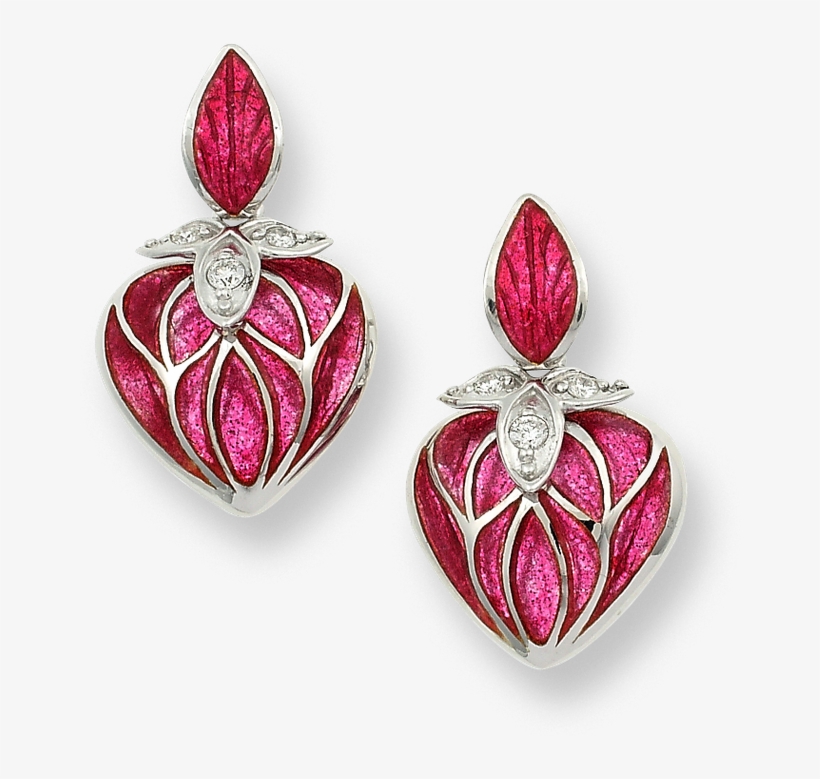 Nicole Barr Designs Sterling Silver Heart Stud Earrings-red - Red Diamond Earring Png, transparent png download