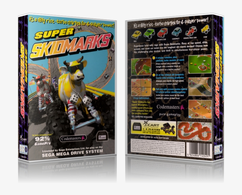 Sega Genesis Super Skidmarks Gb Sega Megadrive Replacement - Super Skidmarks, transparent png download
