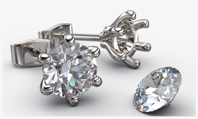 6 Claw Round Brilliant Cut Diamond Stud Earrings - Earrings, transparent png download
