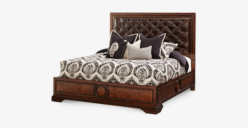 Amini Queen Panel Bed W/leather Tufted Headboard - Leather Headboard Panel Bed, transparent png download