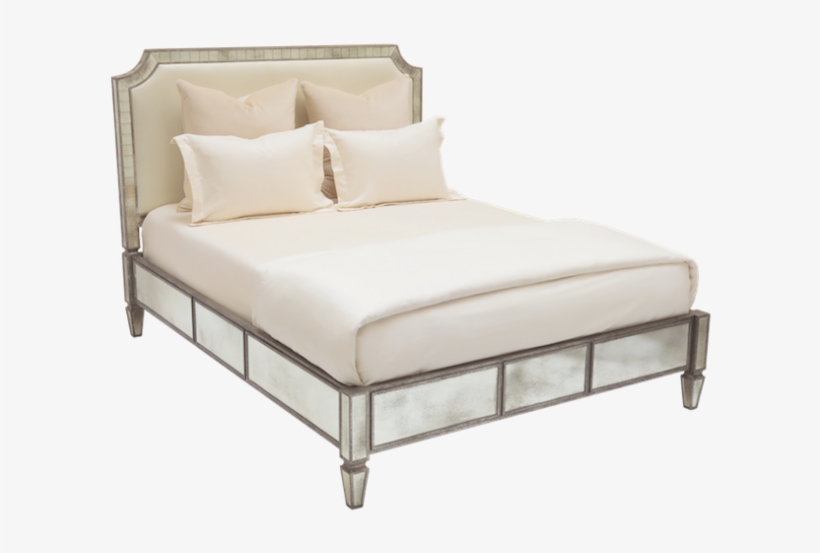 Morgan Low Bed - Antiqued Mirror & Upholstery, transparent png download
