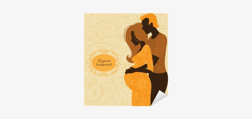 Silhouette Of Couple - Mujer Embarazada Y Su Pareja En Dibujo, transparent png download